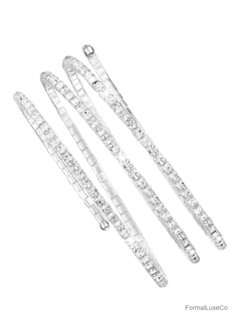 Multilayer Rhinestone Arm Cuff Bracelet Crystal Silver Upper Arm Jewelry Prom